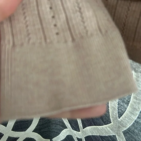 Cyrus Beige Open-Front Eyelet Rib Cardigan - Picture 5 of 6